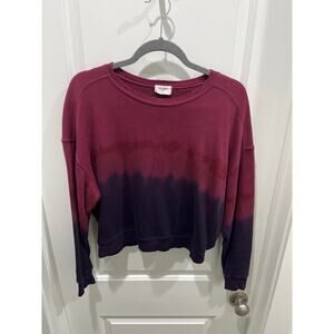 Re/Done Classic Crewneck Ombre Burgundy Tie-Dye 100% Cotton Sweatshirt Sz XS